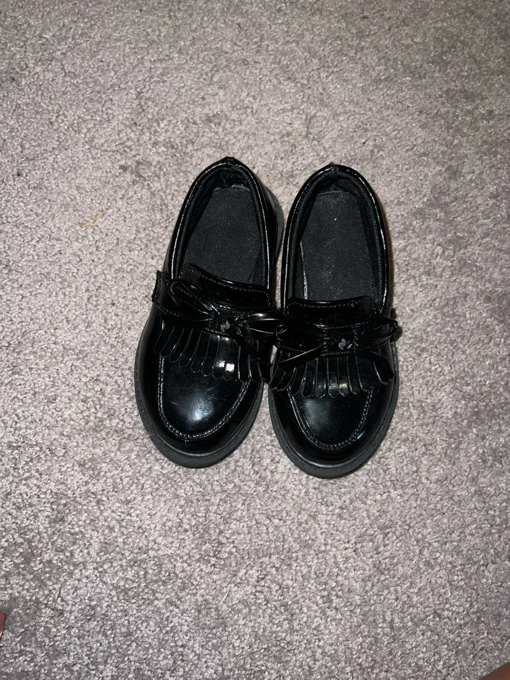 Kids Black Patent Leather Tassel Loafers